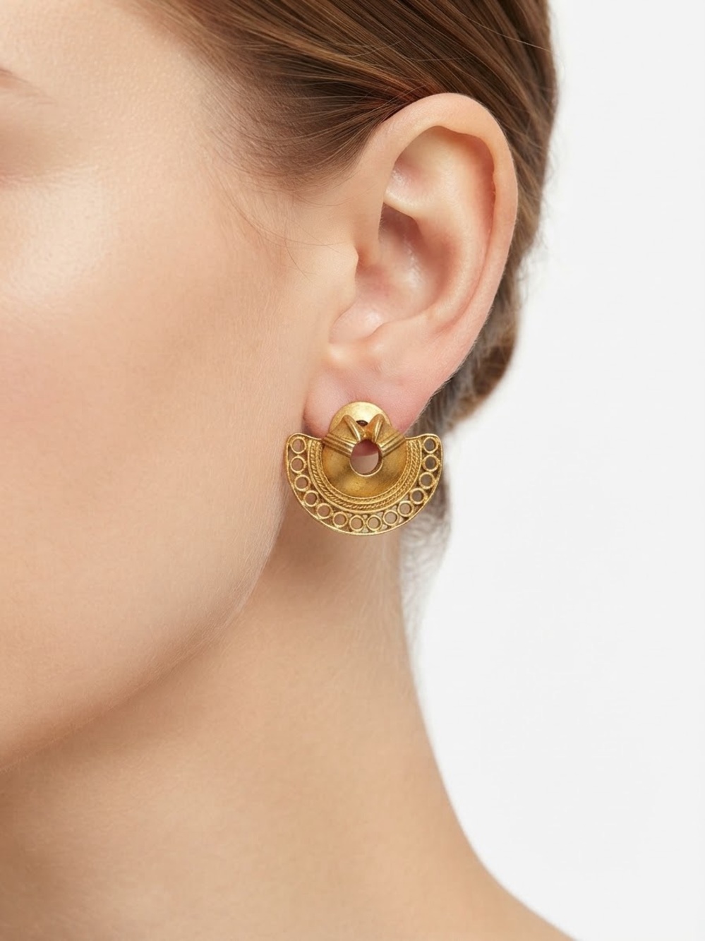 Brass Statement Fan Drop Earrings - Unbranded